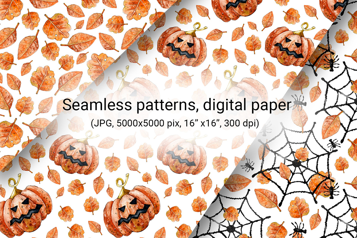 Happy halloween digital paper set, a Pattern Graphic by Artmanata (Photo 3 of 12)