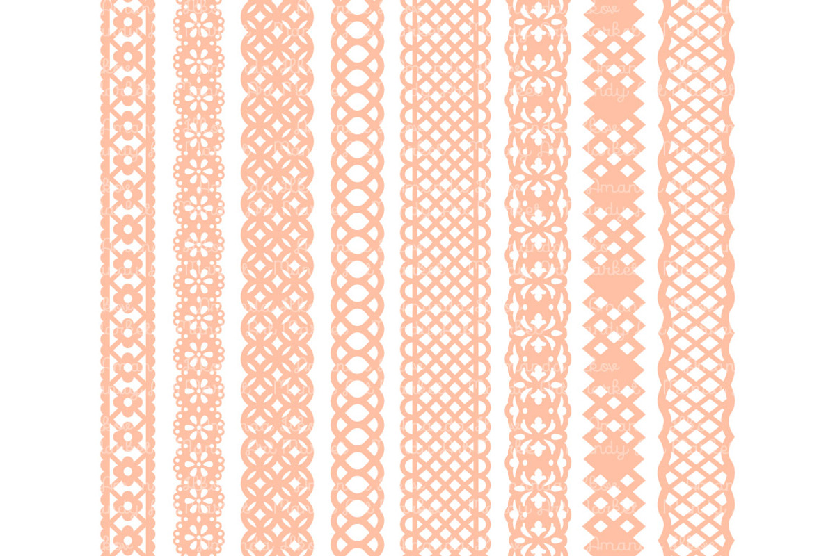Peach Lace Vector Borders, an Illustration by Amanda Ilkov (Photo 4 of 5)
