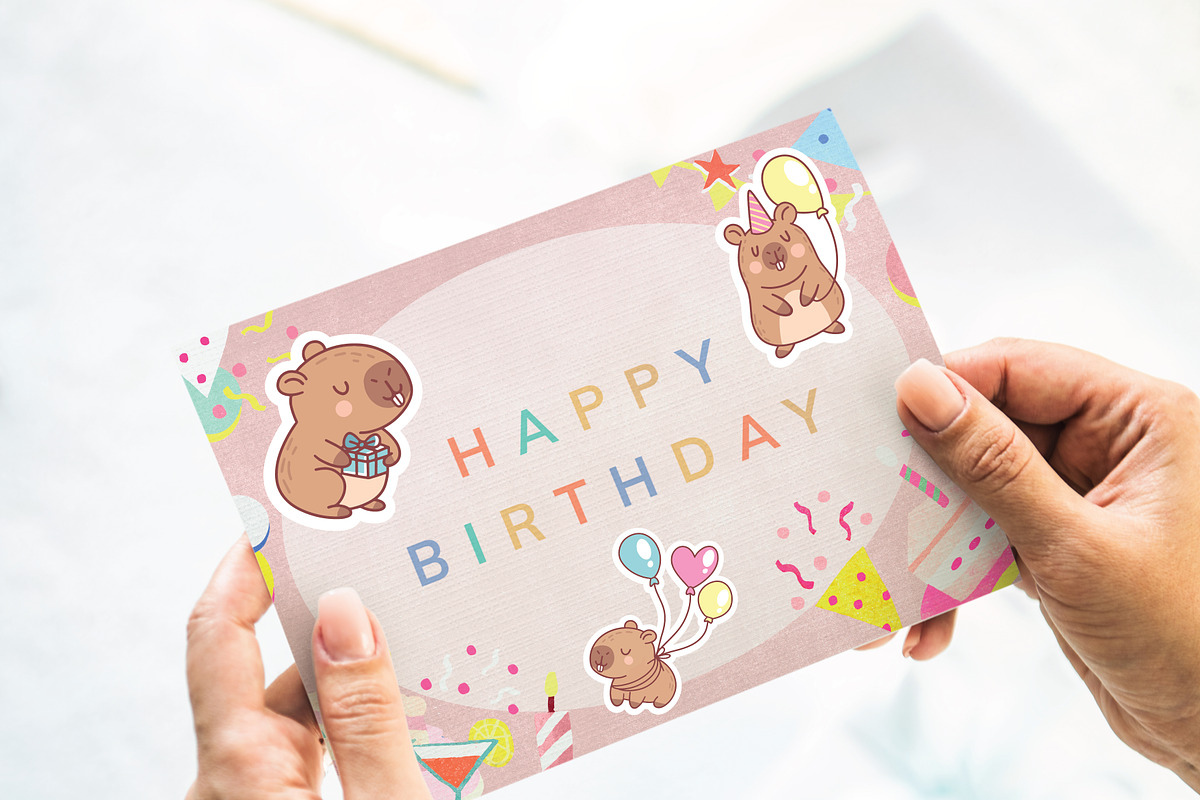 Capybara Party Sticker Set, Pattern, a Graphic by Dori Debreceni draws (Photo 5 of 8)