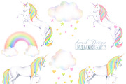 Watercolor rainbow unicorn cliparts, an Illustration by Sweet sweet design (Thumbnail 2 of 4)