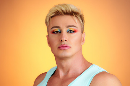 Beauty Fashion man guy with Bright Makeup, lgbtq
