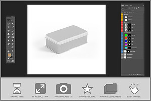 Rectangular Metal Box Mockup PSD
