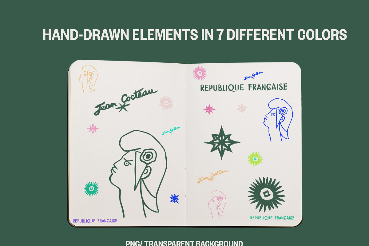 Jean Cocteau Pattern Set, a Pattern Graphic by La Caleya patterns (Photo 3 of 6)