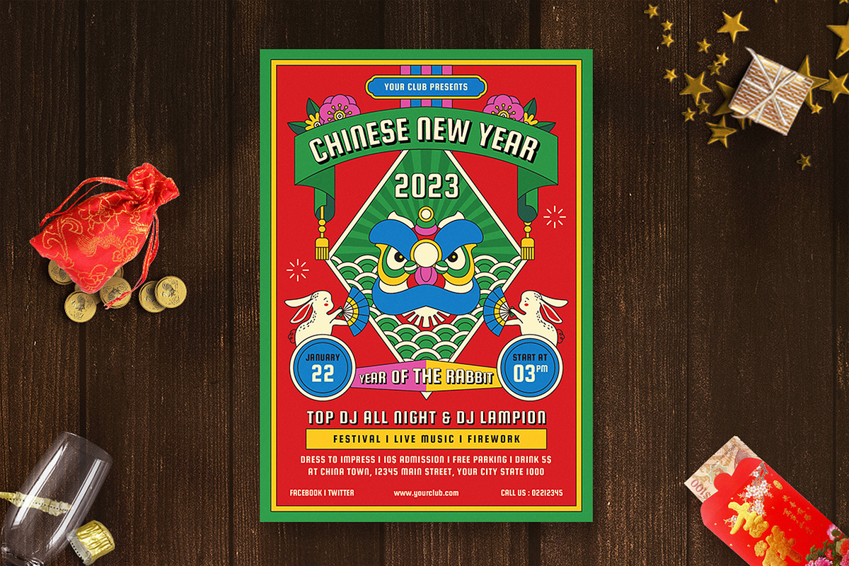 Chinese New Years Party Flyer 2023, a Templates & Theme by Totem Design Studio (Photo 1 of 6)