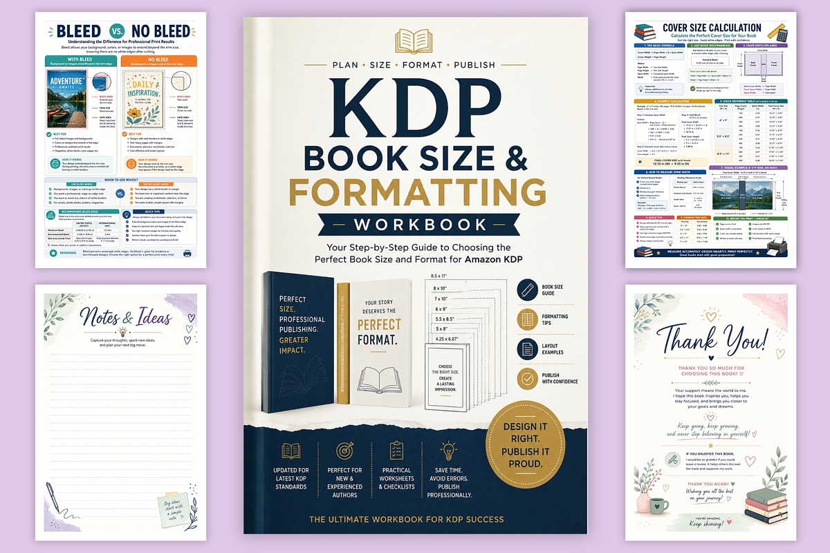KDP Book Size & Formatting Workbook, a Stationery Template by Designmela01 (Photo 6 of 6)