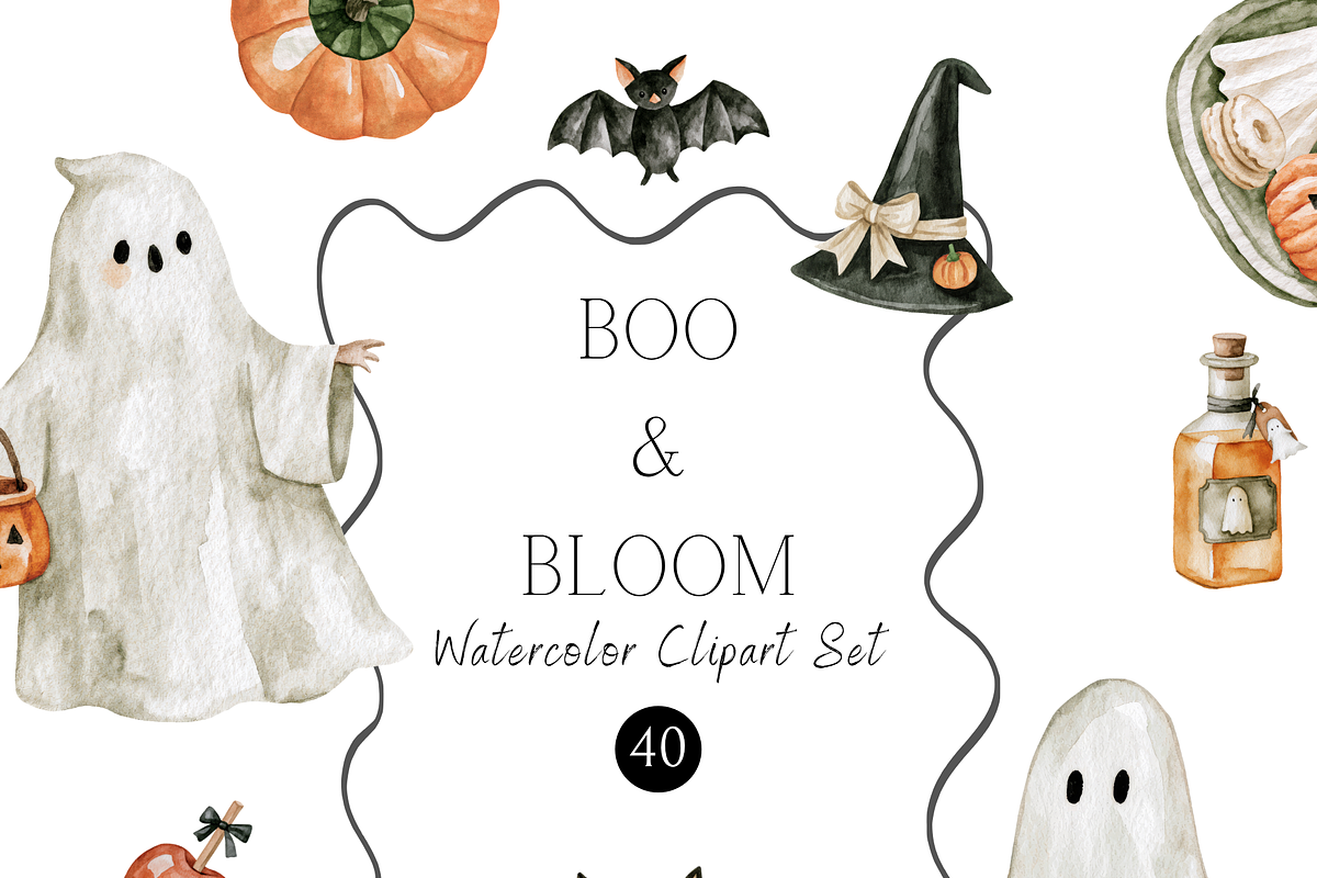 Watercolor Halloween Clipart Bundle, an Object Illustration by Pati Paints (Photo 1 of 11)