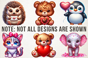 Cute Animals Valentine Clipart 2026, an Illustration by RobertsArt (Thumbnail 4 of 6)