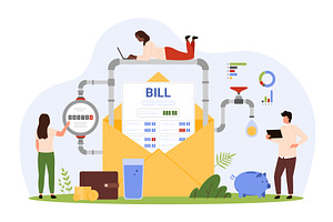 Payment for water supply using, a Person Illustration by Flashvector