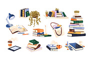 Book piles for reading set + posters, an Object Illustration by PaperTrident (Thumbnail 1 of 5)