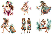 Watercolor Summer Girl Clipart, a Seasonal Illustration by DreamArtGraphic (Thumbnail 3 of 4)