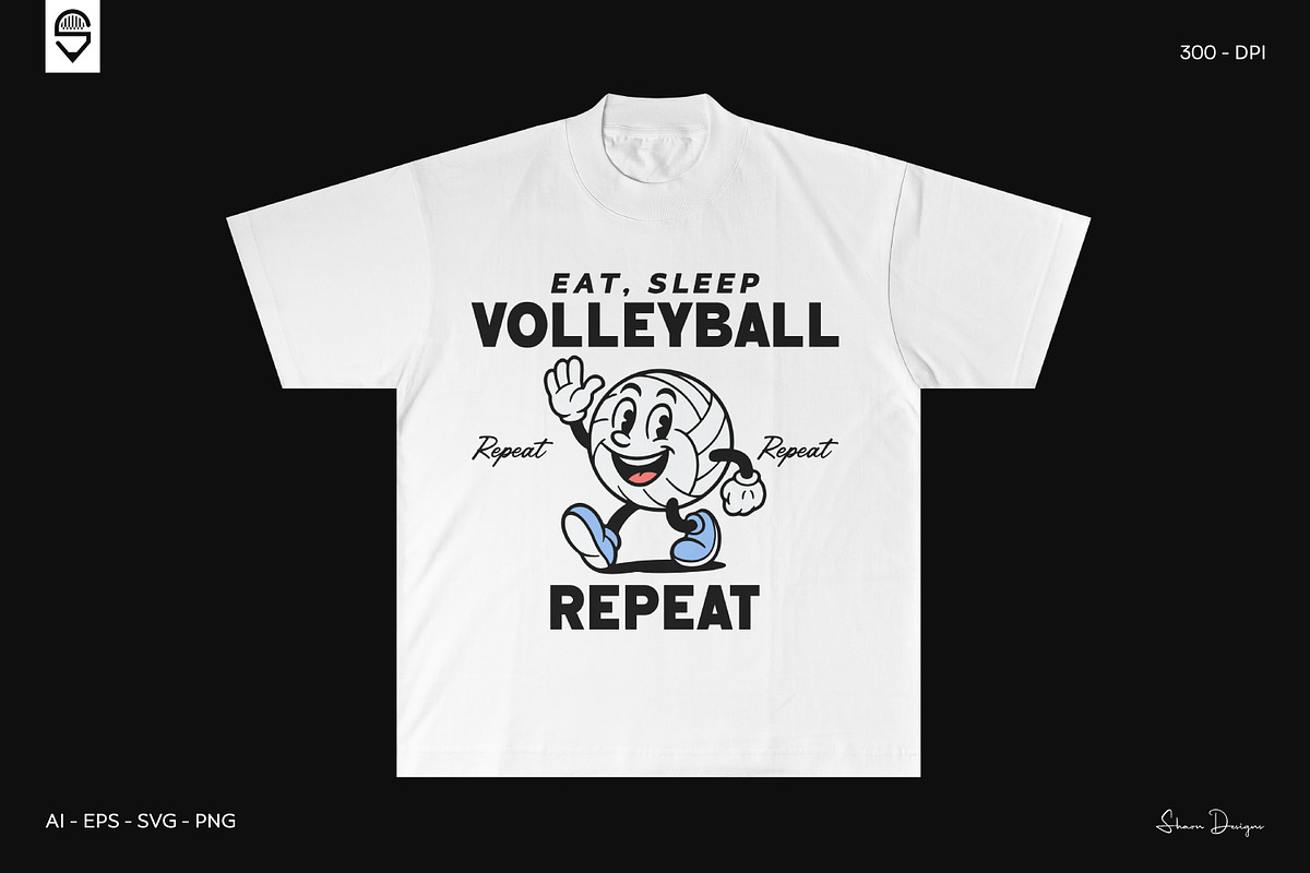 Funny Volleyball Retro Character, a Sport Illustration by shaondesigns (Photo 3 of 6)
