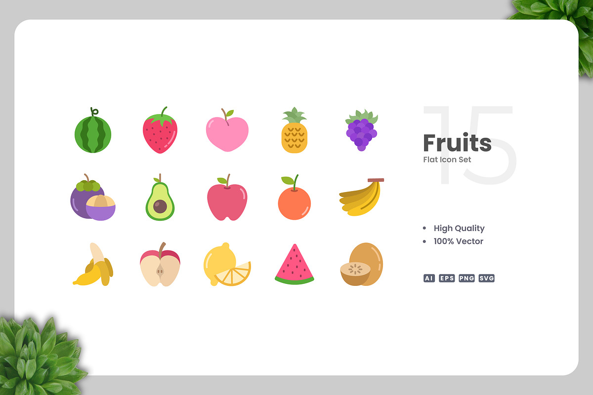 Fruits Flat Icons, an Icon by Upnowgraphic