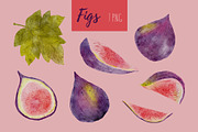 Watercolor Figs Clipart & Pattern, a Pattern Graphic by OkPen (Thumbnail 2 of 4)