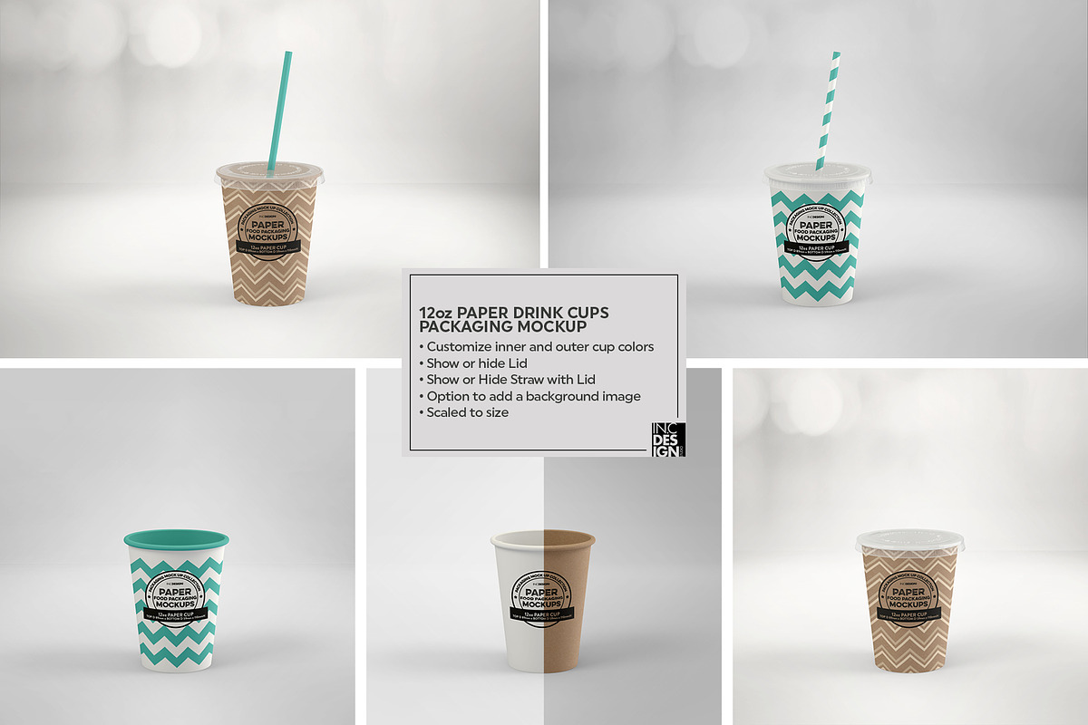 Paper Drink Cups Packaging Mockup, a Cups & Container Mockup by INCDesign (Photo 10 of 17)