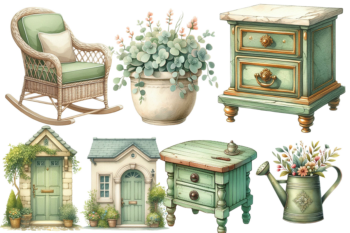 Antique Summer Cottage Clipart, an Illustration by Designworld (Photo 4 of 5)