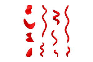 Red 3d confetti ribbons set., an Illustration by Abscent
