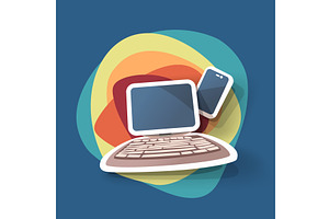 electronic devices in modern cute, a Technology Illustration by IfH