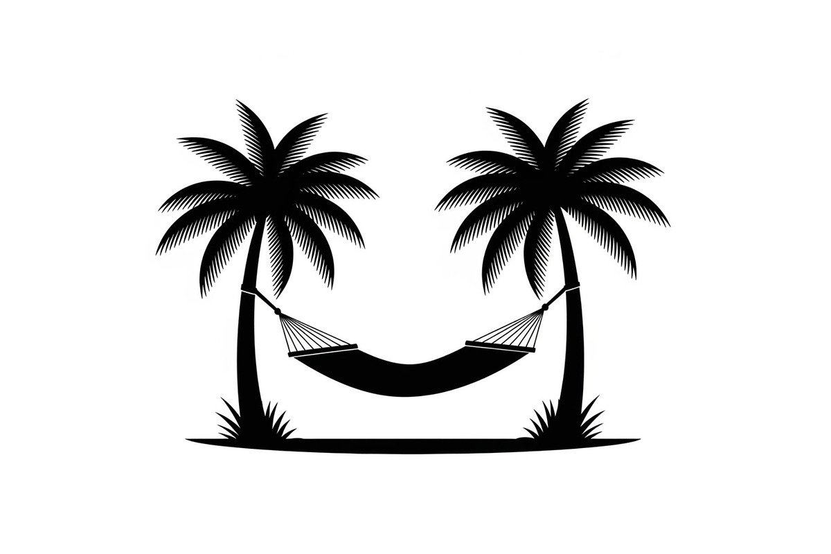 Palm Tree Hammock Silhouette Bundle, an Object Graphic by jahid234 (Photo 5 of 30)