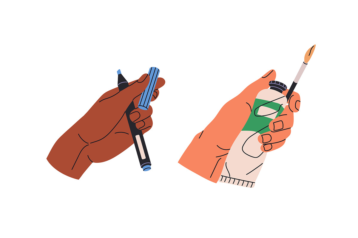 Artist, painter hands with art tools, a Person Illustration by PaperTrident (Photo 6 of 8)