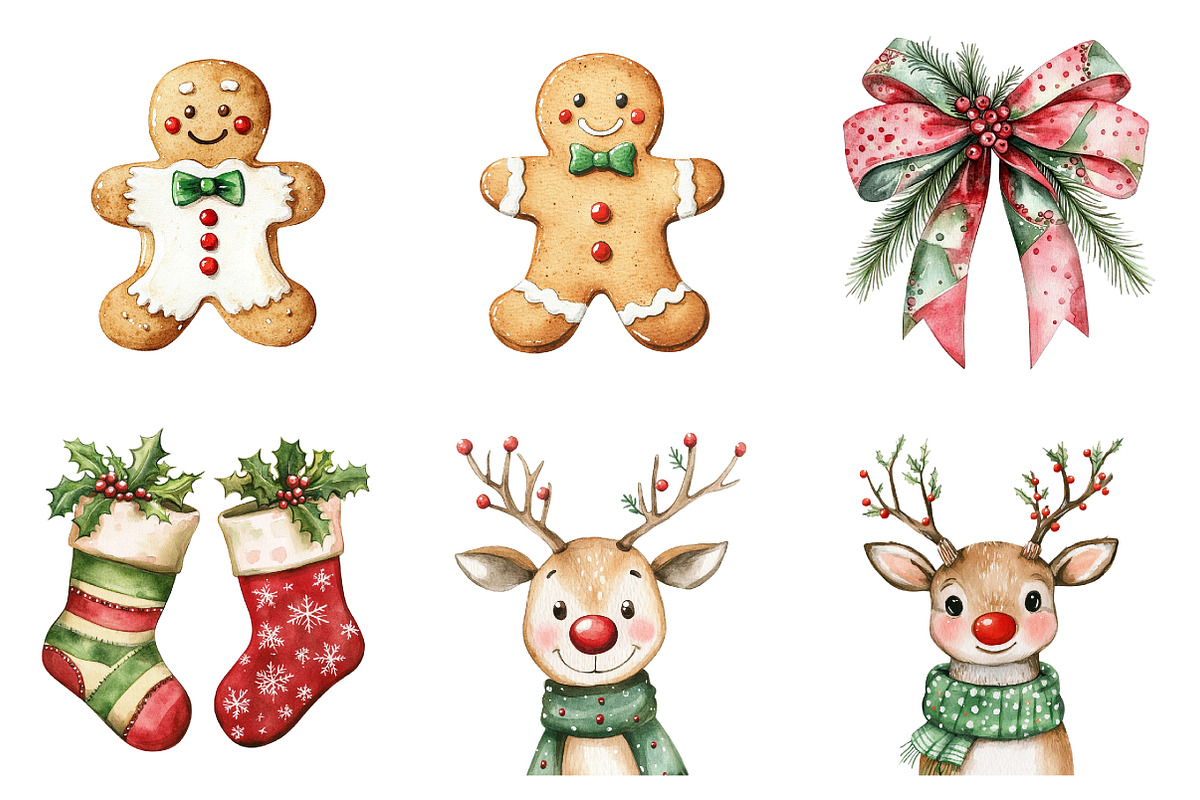 Cozy Watercolor Christmas Clipart, a Work Illustration by SinaCreation (Photo 3 of 6)