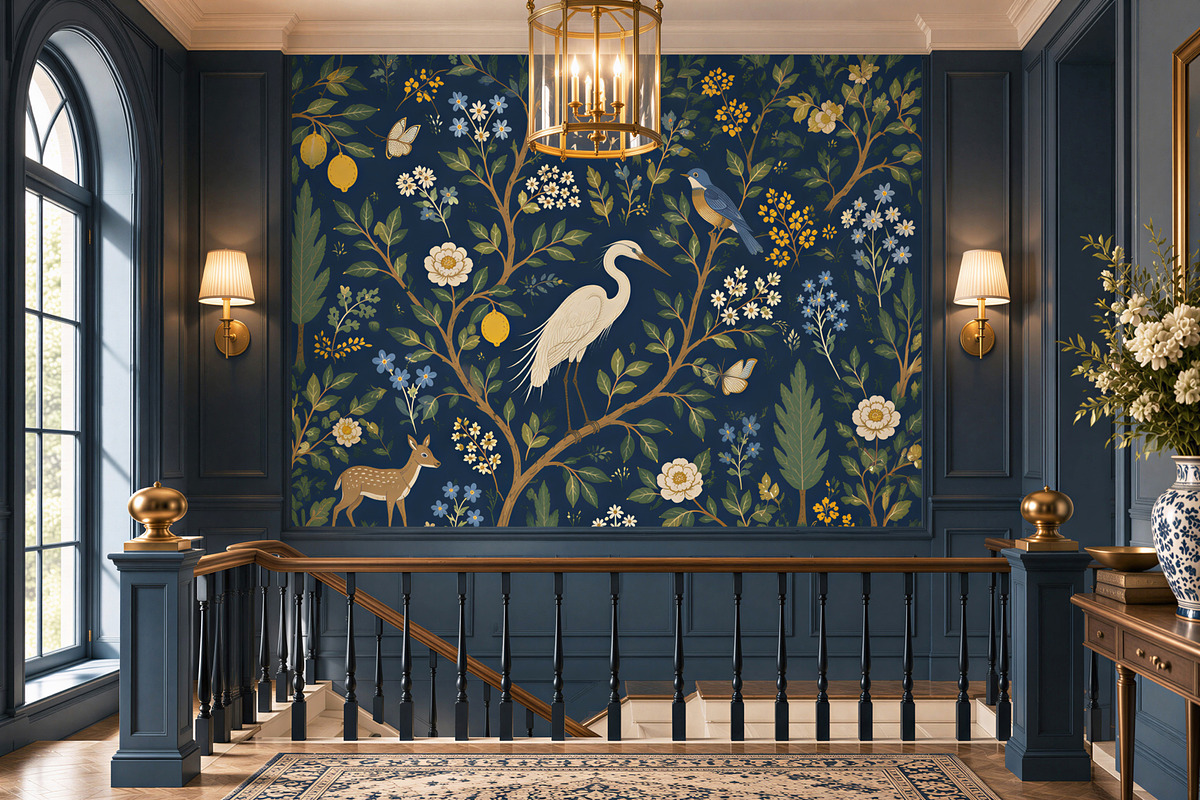 Midnight Heron | Botanical Wallpaper, a Wallpaper Graphic by by creative paper (Photo 9 of 15)