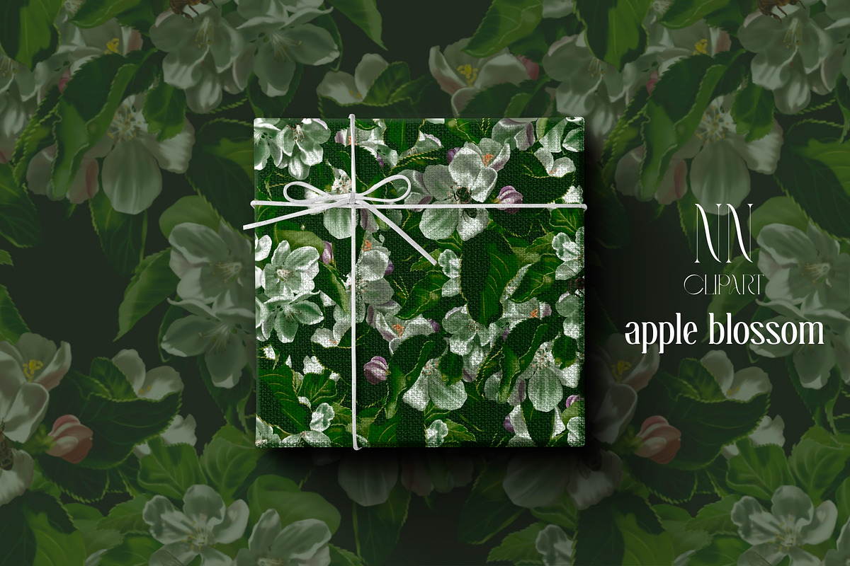 Apple Blossom - Botanical pattern, a Pattern Graphic by NNclipart (Photo 8 of 12)