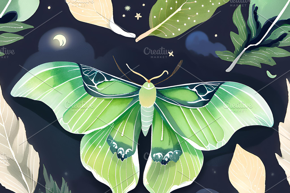 Luna Moon Moth, a Decorative Illustration by Karliefie (Photo 3 of 5)