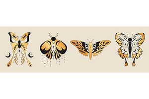 Mystical boho butterfly collection, an Animal Illustration by art PVP - market