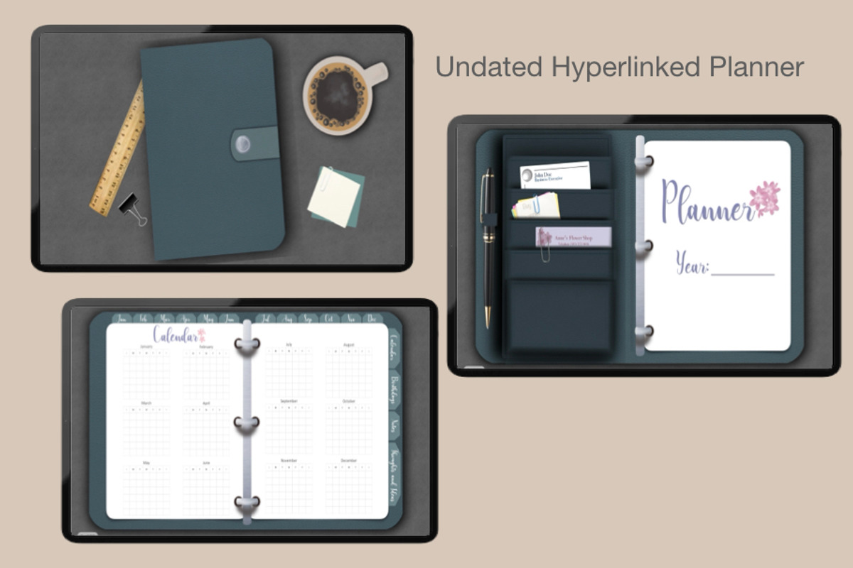 Undated Hyperlinked Digital Planner, a Websites & App Template by Anne Kristin Designs (Photo 1 of 3)