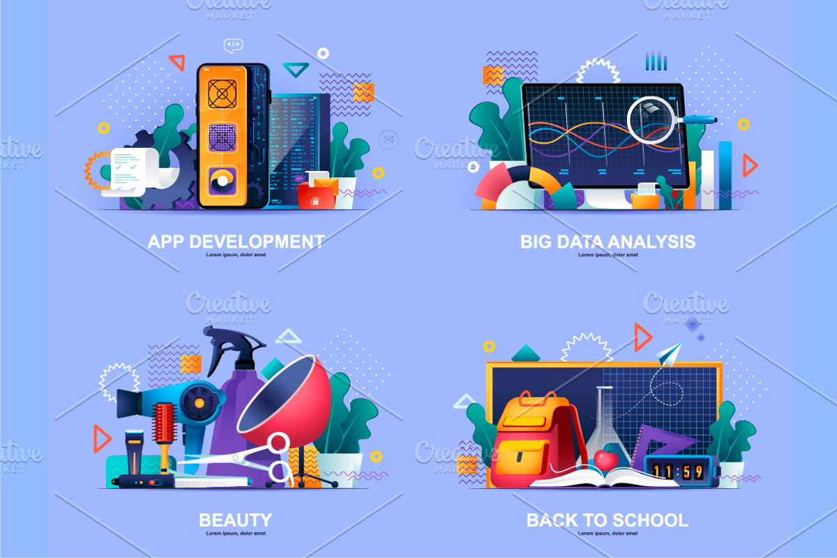 Flat Concepts Illustrations, a Finance Illustration by alexdndz (Photo 2 of 10)