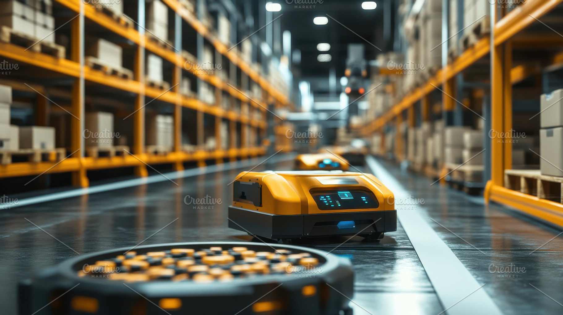 Automated robots transport goods thr, a Background Photo by Pixeness