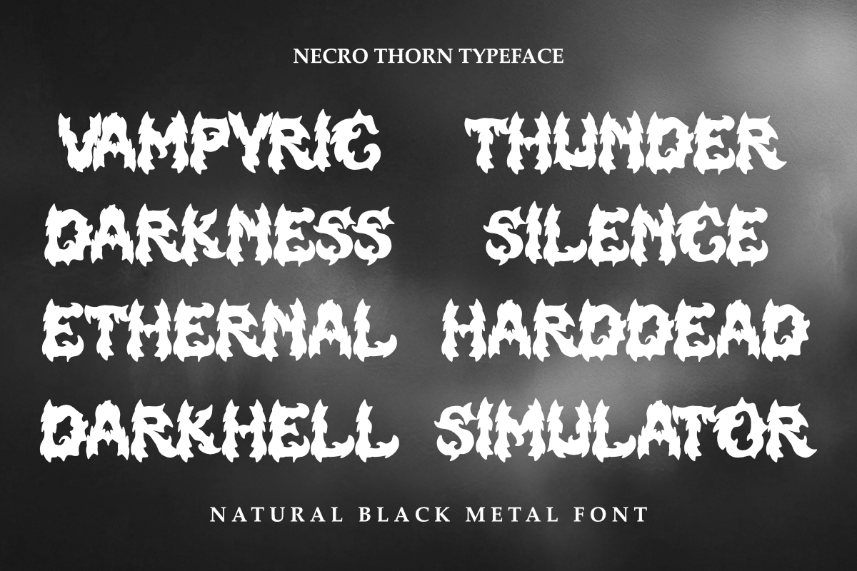 Necro Thorn - Black Metal Font, a Blackletter Font by Masyafi Studio (Photo 3 of 6)