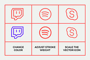 Social Media Line Icons Pack, an Outline Icon by Abstracto-Create (Thumbnail 2 of 5)