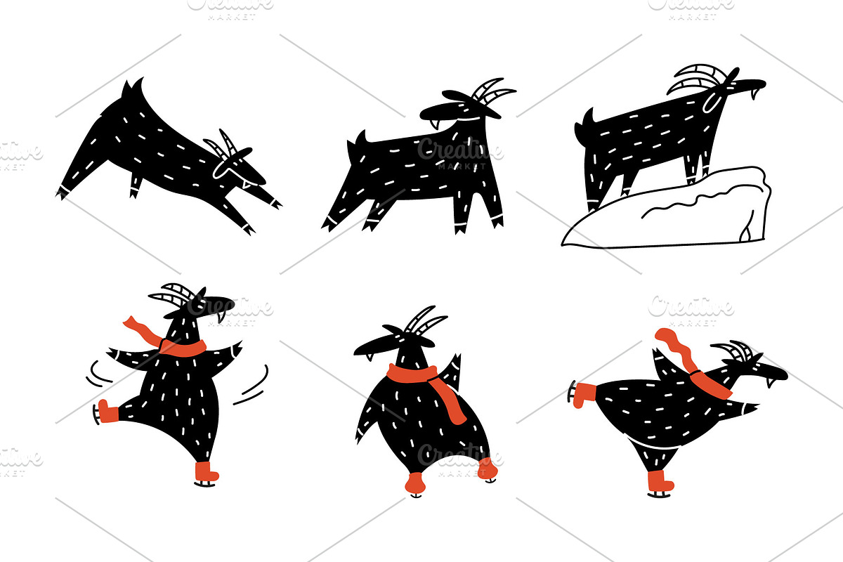 Cute Goat Icon Set, an Animal Illustration by Milota (Photo 3 of 3)