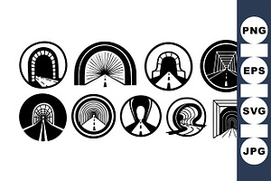 Tunnel Road SVG Clipart Set, an Illustration by designvectx
