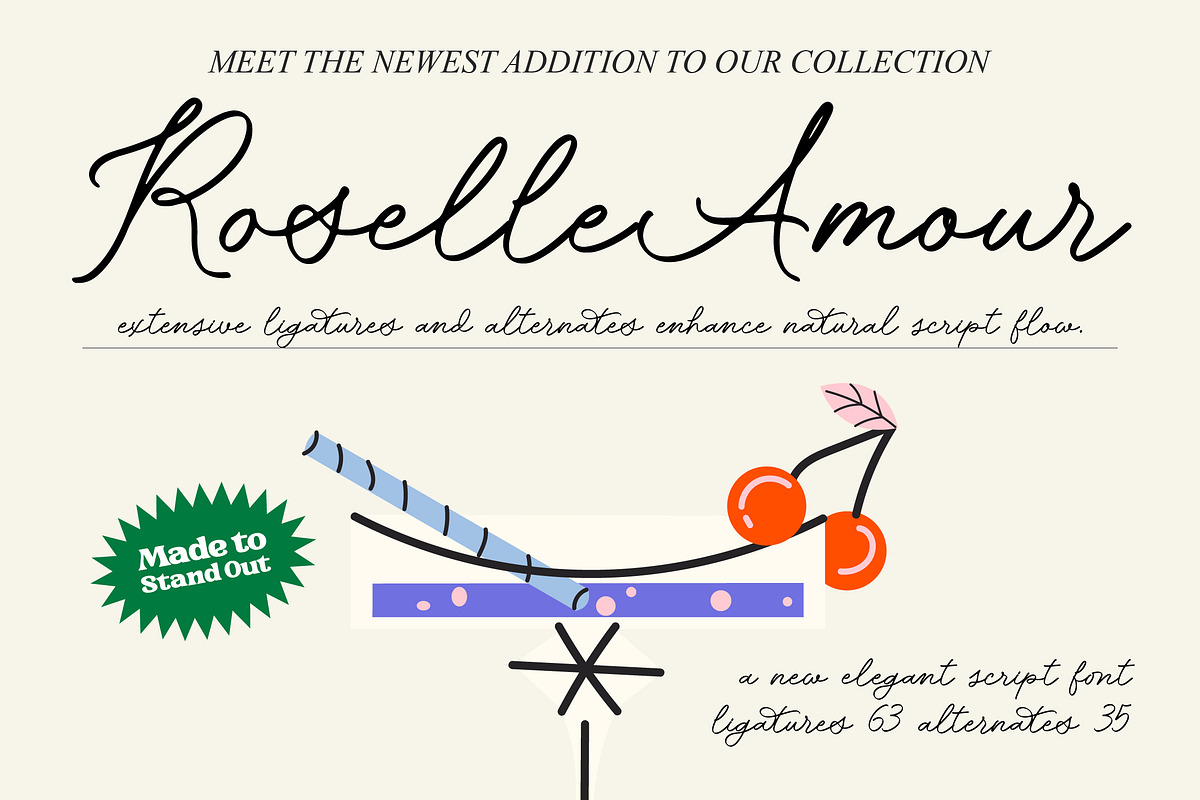 Roselle Amour New Elegant Script, a Script Font by Letterena Studios Script (Photo 1 of 15)