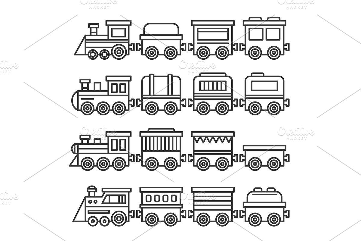 Simple Style Color Toy Trains and, an Object Illustration by in8finity