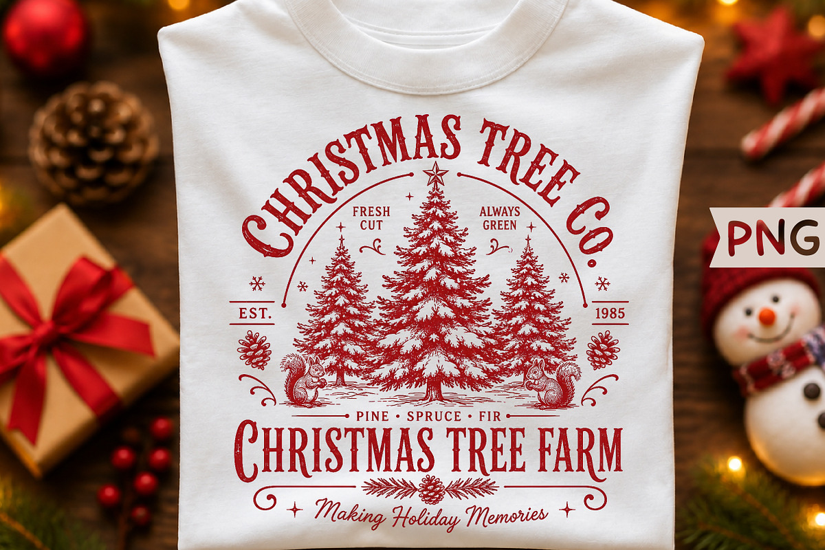 Christmas Tree Farm Vintage PNG, a Seasonal Illustration by Creative Art (Photo 1 of 3)