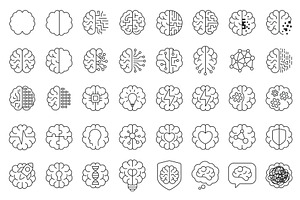 Tech Brain Icon Set for Innovation, a Technology Illustration by Lemberg Vector