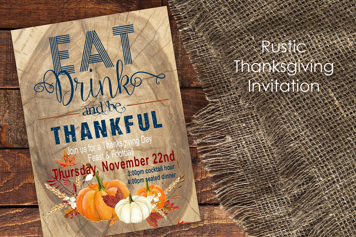 Be Thankful Thanksgiving Invitation, an Invitation Template by Jennifer Caminiti