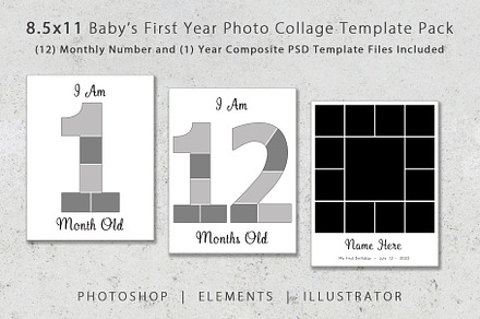 8.5x11 Baby Book Photo Templates, a Poster Template by Loveurstyle Designs