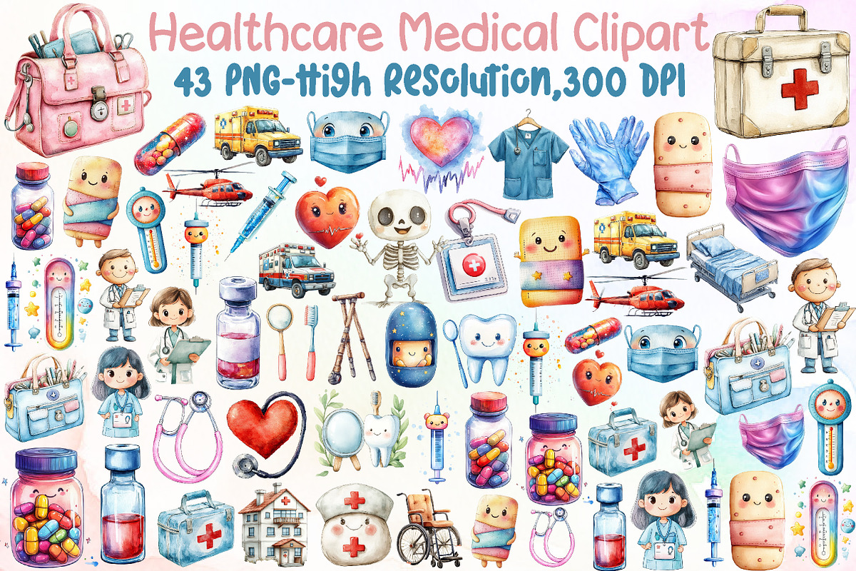Watercolor Healthcare Medical Clipar, an Illustration by Sublimation Artist (Photo 1 of 6)
