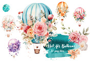 Watercolor Hot Air Balloons, an Object Illustration by Verdigris Studios (Thumbnail 1 of 4)