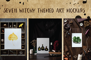 witchy flat lay art mockups bundle
