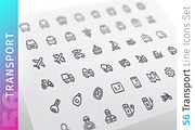 Transport Line Icons Set, an Outline Icon by Voysla's Shop (Thumbnail 1 of 4)