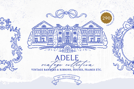 Adele Vintage Frame Collection, an Object Graphic by NassyArt