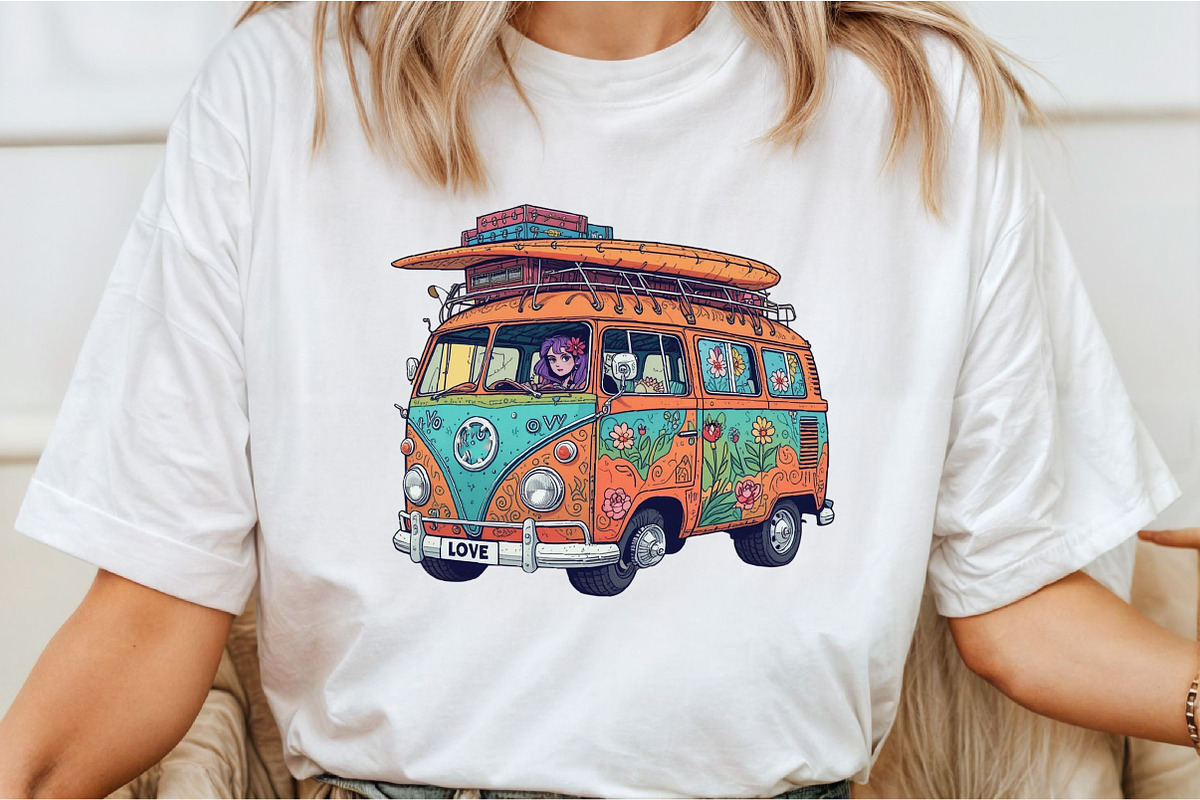 Happy Summer Van Clipart, an Illustration by DreamCafeArt (Photo 2 of 7)