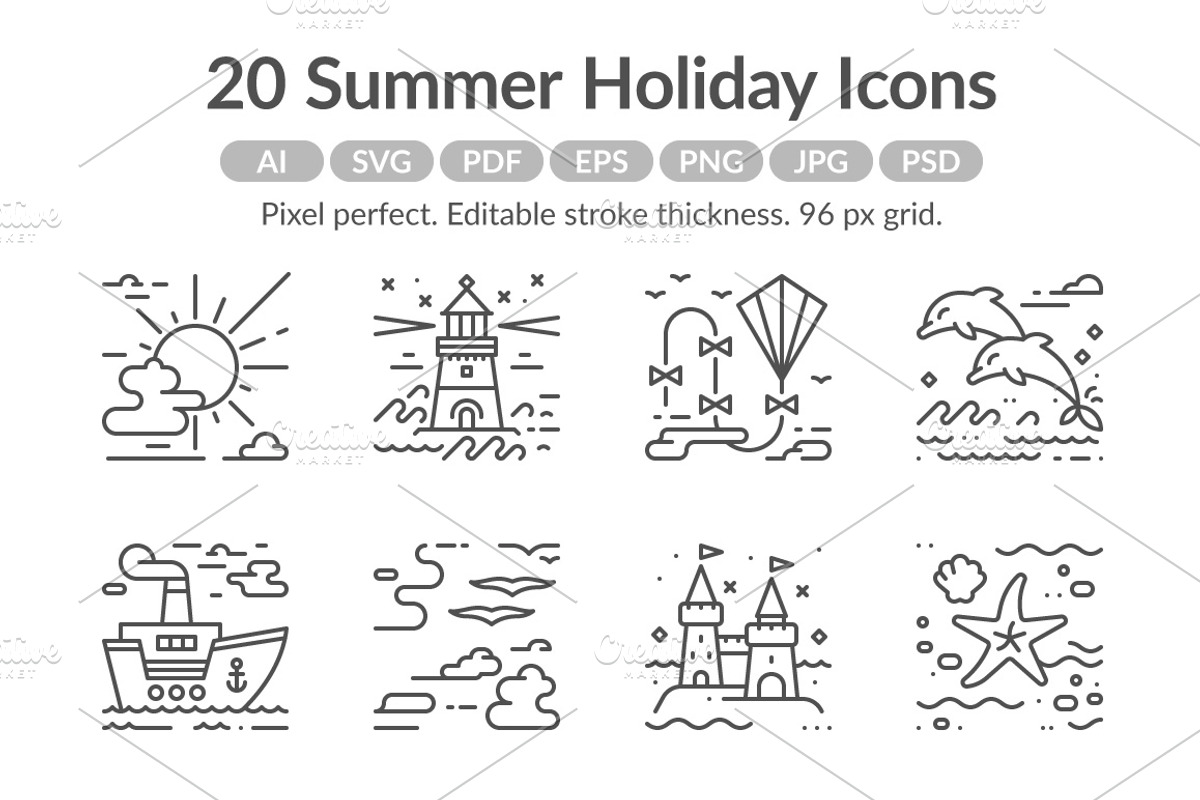 20 Summer Holyday Icons Set, an Icon by Maril (Photo 1 of 4)