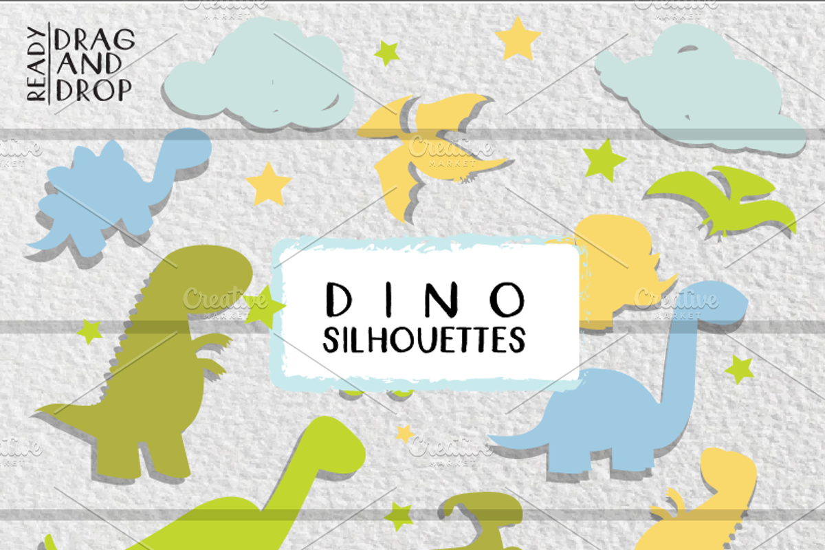 DINO SILHOUETTES *PASTELS*, an Animal Illustration by MVMG (Photo 1 of 2)