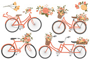 Peach Floral Bicycles Clipart, an Illustration by Amanda Ilkov (Thumbnail 3 of 5)